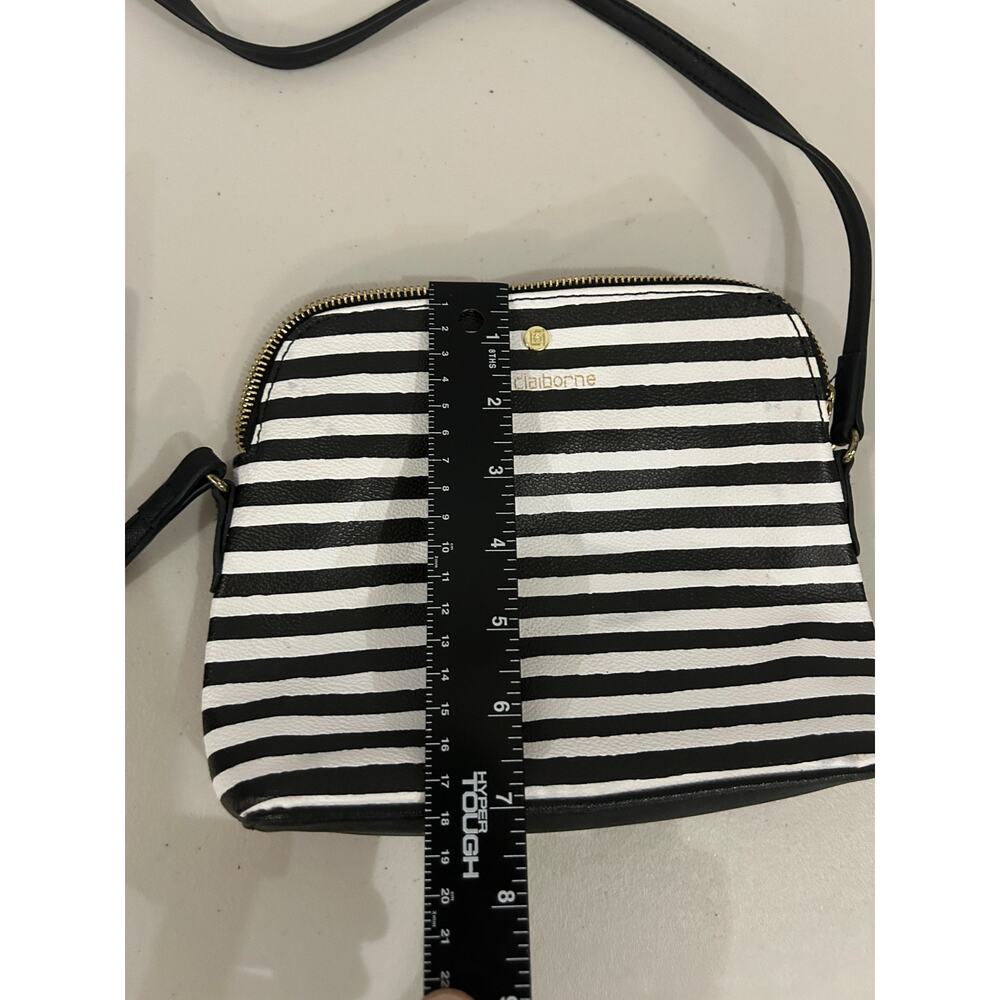 Liz Claiborne Crossbody Bag White Black Striped Small Purse Adjustable - Picture 9 of 9